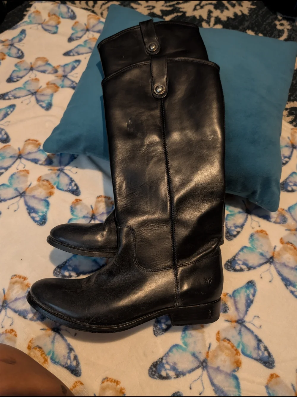 Frye Melissa Tall Black Leather Riding Boots